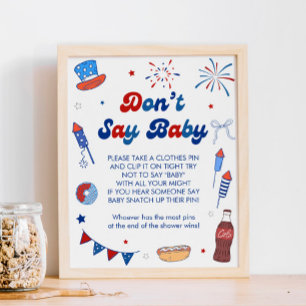 Red White and Due Baby Shower Don't Say Baby  Poster