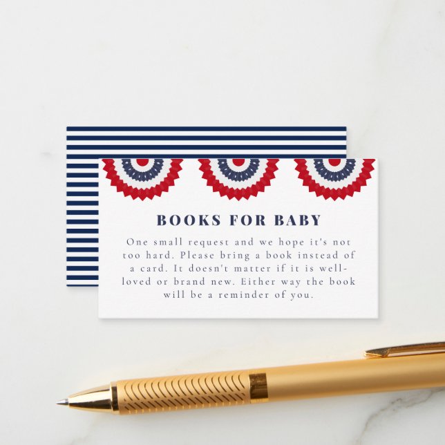 Red White and Due Baby Shower Enclosure Card  (Front/Back In Situ)