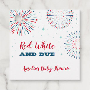 Red, White and Due Baby Shower Favor Tag