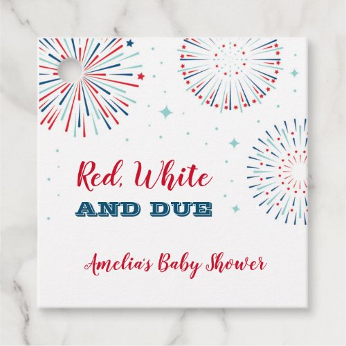 Red White and Due Baby Shower Favor Tag