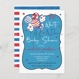 Red White and Due Baby Shower Invitation