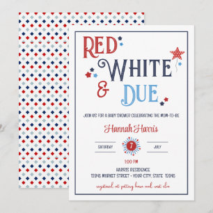 Red White and Due Baby Shower Invitation