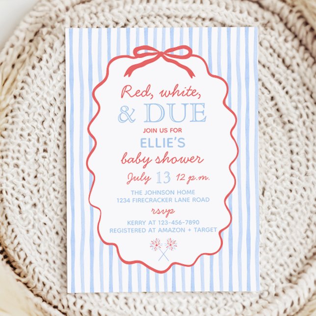 Red White and Due Baby Shower Invitation (Creator Uploaded)