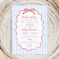 Red White and Due Baby Shower Invitation