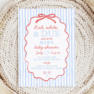Red White and Due Baby Shower Invitation