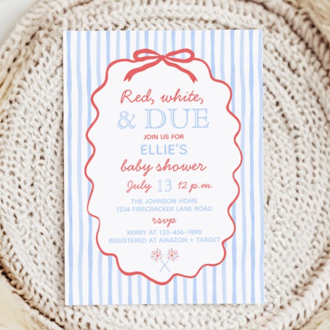 Red White and Due Baby Shower Invitation (Creator Uploaded)