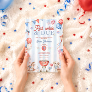 Red White and Due Baby Shower Invitation