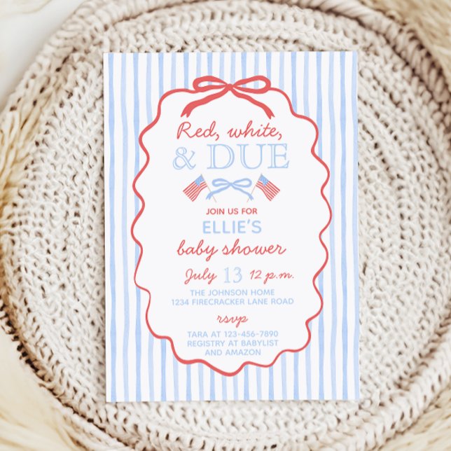 Red White and Due Baby Shower Invitation (Creator Uploaded)