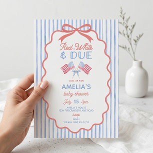 Red White and Due Baby Shower Invitation