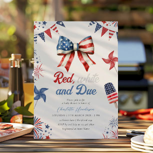 Red White and Due Baby Shower Invitation