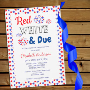 Red, White and Due Baby Shower Invitation