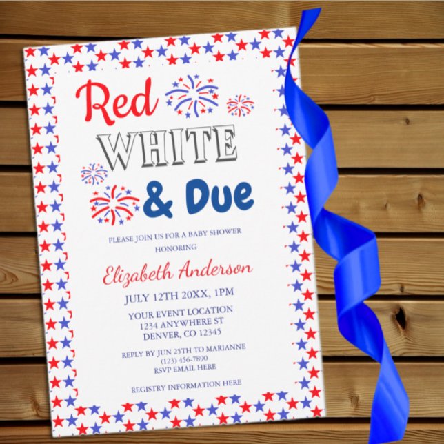 Red, White and Due Baby Shower Invitation (Creator Uploaded)
