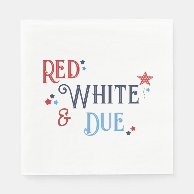 Red White and Due Baby Shower Invitation Napkins (Front)