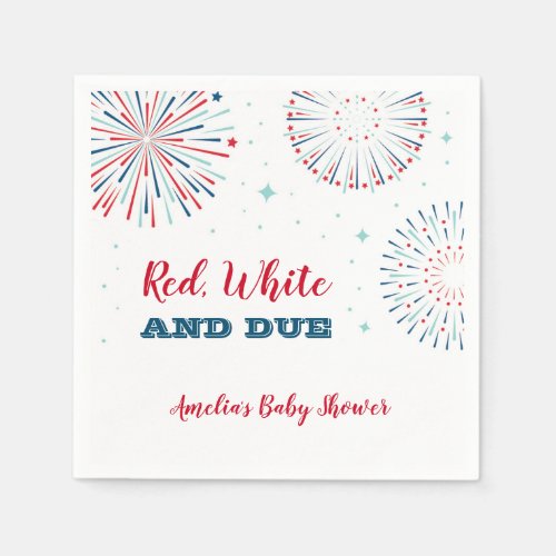 Red White and Due Baby Shower Napkin