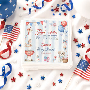 Red White and Due Baby Shower Napkins
