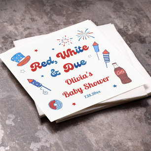Red, White and Due Baby Shower  Napkins