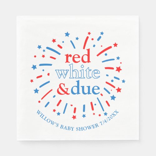 Red White and Due Baby Shower Napkins