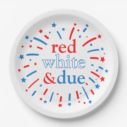 Red White and Due Baby Shower Paper Plates