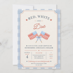 Red White and Due Baby Shower Patriotic American Invitation