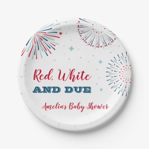 Red White and Due Baby Shower Plates