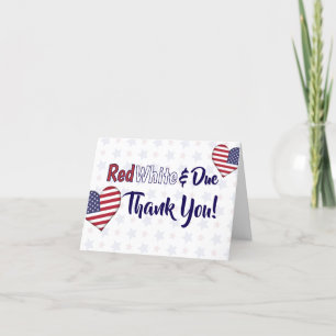 Red White and Due Baby Shower Thank You Card