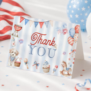 Red White and Due Baby Shower Thank You Card