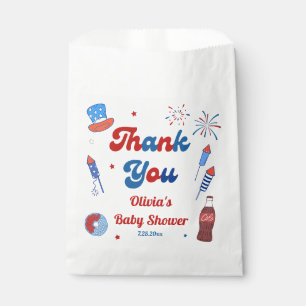 Red, White and Due Baby Shower Thank You Favor Bag