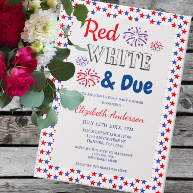 Red, White and Due Baby Shower Vellum Invitations (Creator Uploaded)