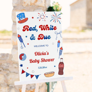Red White and Due Baby Shower Welcome  Foam Board