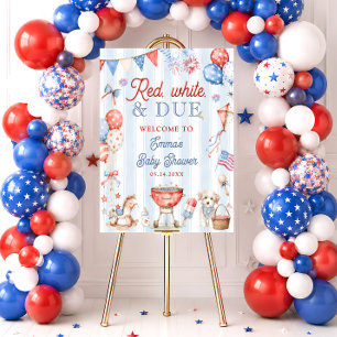 Red White and Due Baby Shower Welcome Foam Board