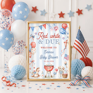 Red White and Due Baby Shower Welcome Poster