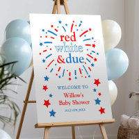 Red White and Due Baby Shower Welcome Sign
