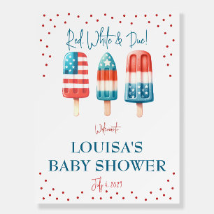 Red, White and Due! Baby Shower Welcome Sign
