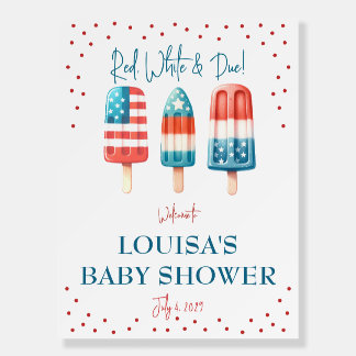 Red, White and Due! Baby Shower Welcome Sign
