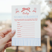 Red White and Due Baby Word Scramble Shower Game