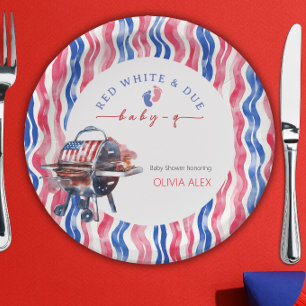 Red white and due babyq 4th july baby shower paper plates