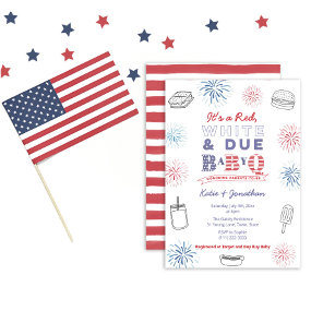 Red White And Due BabyQ 4th July Baby Shower Party Invitation