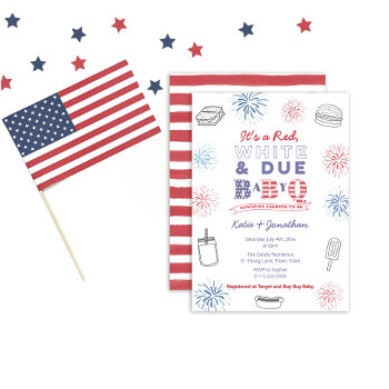 Red White And Due Babyq 4th July Baby Shower Party Invitation by DulceGrace at Zazzle