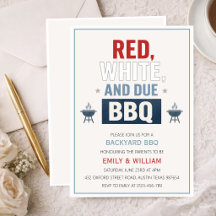 Red White and Due BBQ Baby Shower Invitation