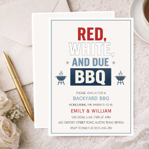 Red White and Due BBQ Baby Shower Invitation
