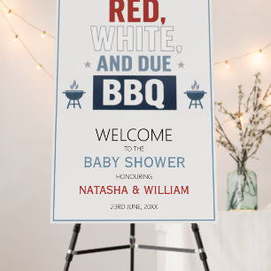 Red White and Due BBQ Baby Shower Welcome Foam Board
