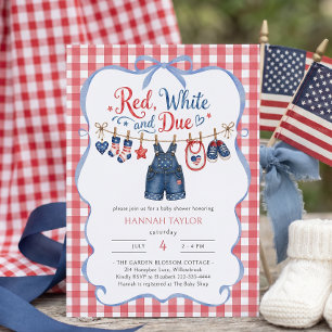 Red White and Due Boy Baby Shower Invitation