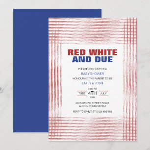Red White and Due Checkered Art Invitation