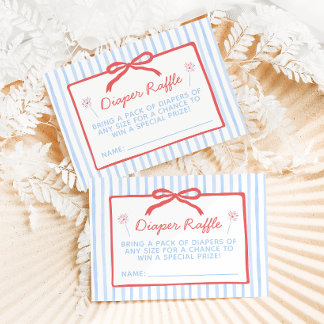 Red, White, and Due Diaper Raffle Enclosure Card