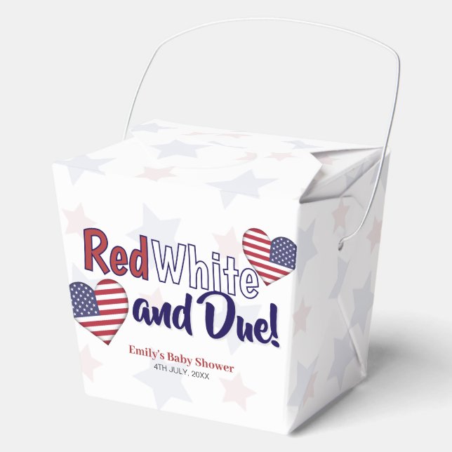 Red White and Due Independence Baby Shower  Favor Boxes (Front)