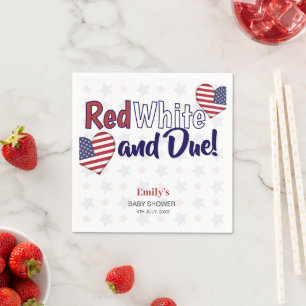 Red White and Due July 4th Patriotic Baby Shower Napkins