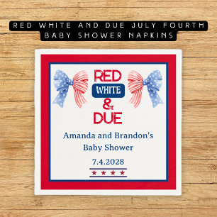 Red White and Due July Fourth Baby Shower Napkins