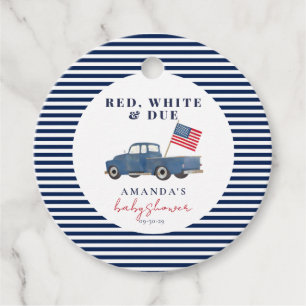Red White and Due Patriotic Baby Shower Favor Tag