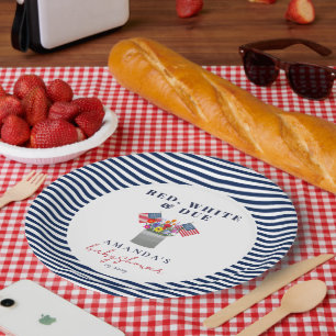Red White and Due Patriotic Baby Shower Paper Plates