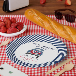 Red White and Due Patriotic Baby Shower  Paper Plates